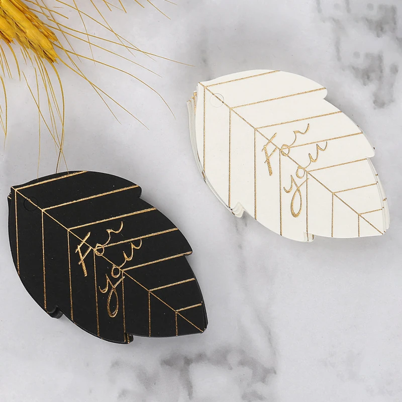 50-100pcs Gold Stamping Thank You Paper Card Tags Black White Black Handmade Gift Wrapping DIY Jewelry Packing Wholesale