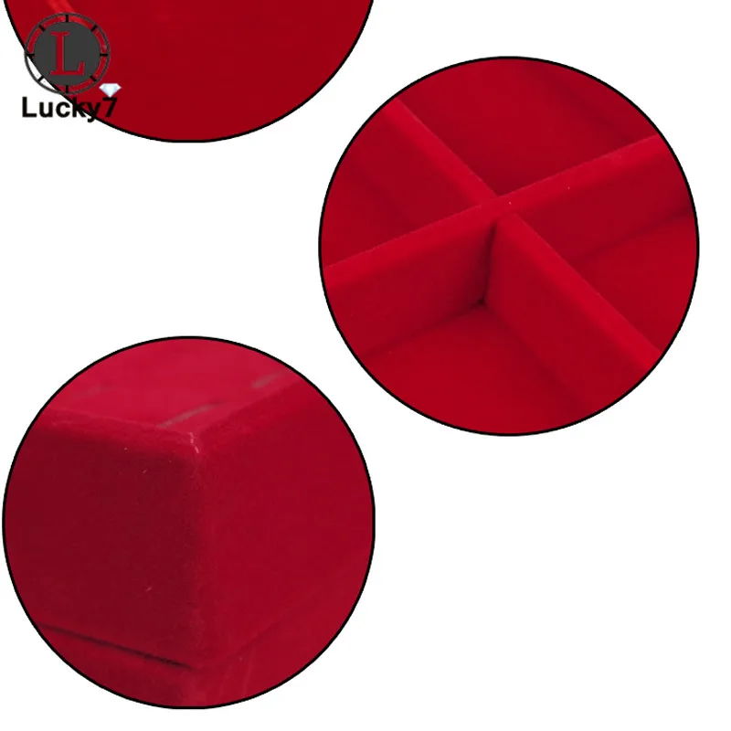 Red Velvet Jewelry Display Tray Jewellery Storage Box Necklace Earrings Pendant Stud Organizer Other Accessories Show Case