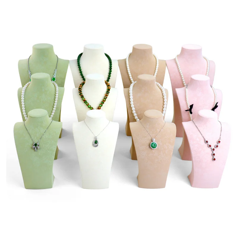 Beautiful Printed Leather Portrait Pearl Necklace Pendant Display Stand Neck Model Jewelry Showcase Counter Display Props
