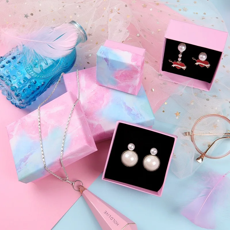 24Pcs Jewelry Paper Box Present Rings Earrings Pendant Protection Packaging Display Christmas Gift Box for Women Can Custom logo