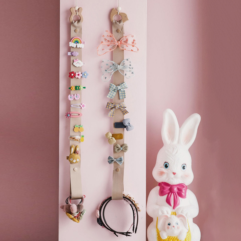 Cute Wooden Animal Baby Hair Clips Hanging Holder Princess Girl Hairpin Headband Storage Pendant Jewelry Organizer Wall Ornament