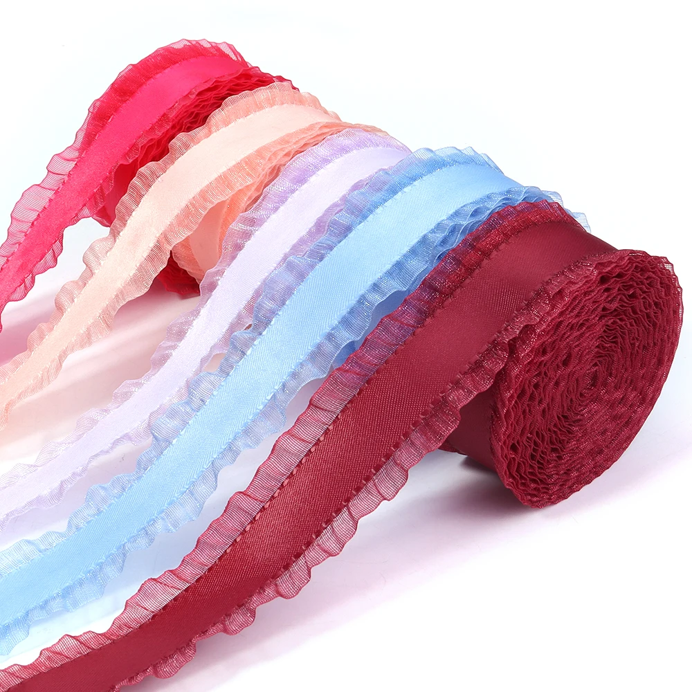 5Yards/Roll Pleated Stretch Lace Trims Ribbons Ruffled Elastic Band Baby Hairband Belt Shoes Decorative Tapes DIY Craft Supplies