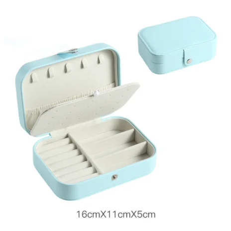Trendy Portable Jewelry Box Jewelry Organizer Display Travel Jewelry Case Boxes Button Leather Storage Zipper Jewelers Joyero