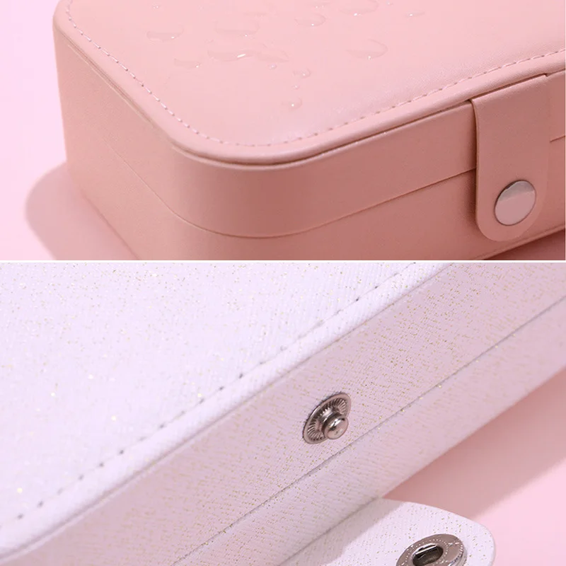 Trendy Portable Jewelry Box Jewelry Organizer Display Travel Jewelry Case Boxes Button Leather Storage Zipper Jewelers Joyero
