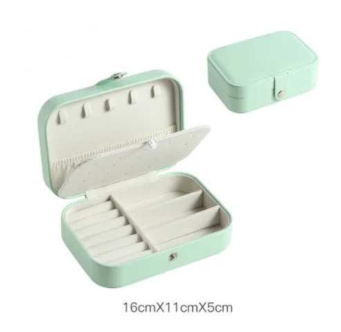 Trendy Portable Jewelry Box Jewelry Organizer Display Travel Jewelry Case Boxes Button Leather Storage Zipper Jewelers Joyero