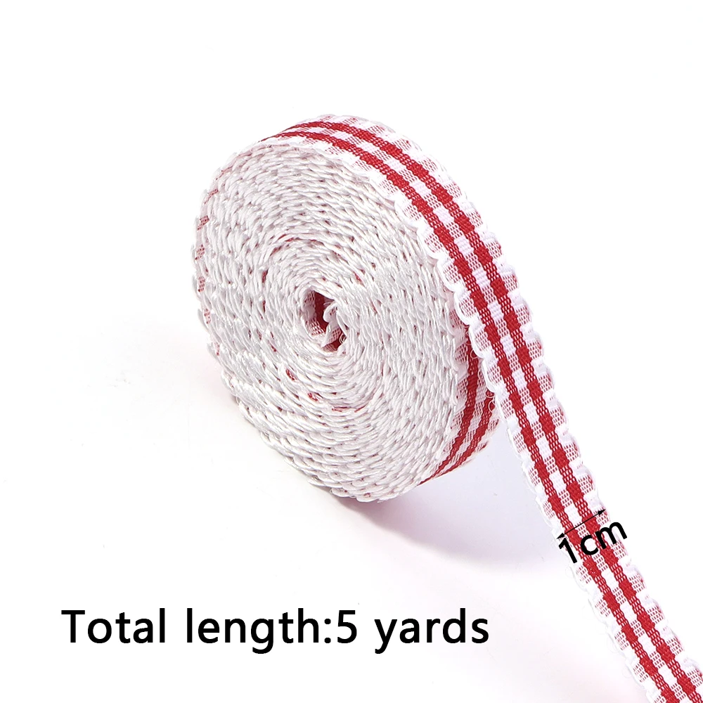 5Yards Wavy Lace Checkered Ribbon Colorful Plaid Satin Ribbon For Flower Gift Packaging DIY Clothing Accessories Home Decoration