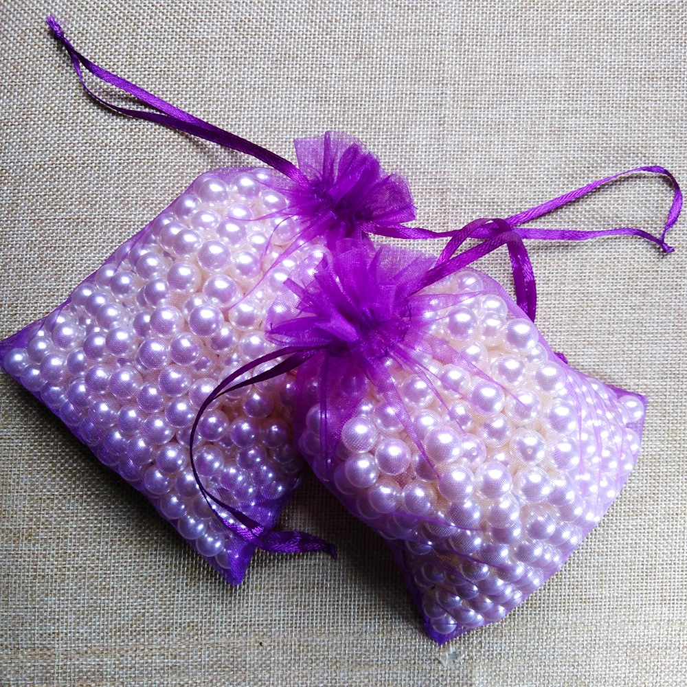 100pcs/lot Dark Purple Large/Small Organza Bags Wedding Pouches Jewelry Packaging Bags Nice Gift Bag Party Decoration Supplies
