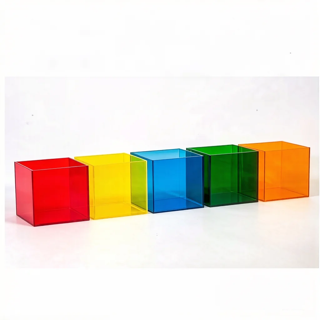 Colorful 8x8cm Acrylic Box Jewelry Display Stand Organizer , Jewelry Cosmetics Perfume Riser Case, Doll Toy Showcase Rack