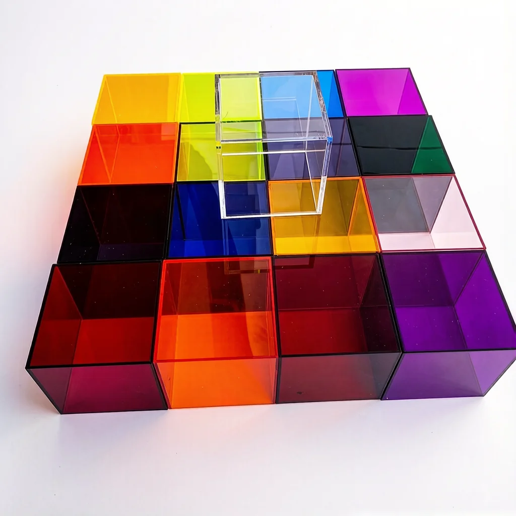 Colorful 8x8cm Acrylic Box Jewelry Display Stand Organizer , Jewelry Cosmetics Perfume Riser Case, Doll Toy Showcase Rack
