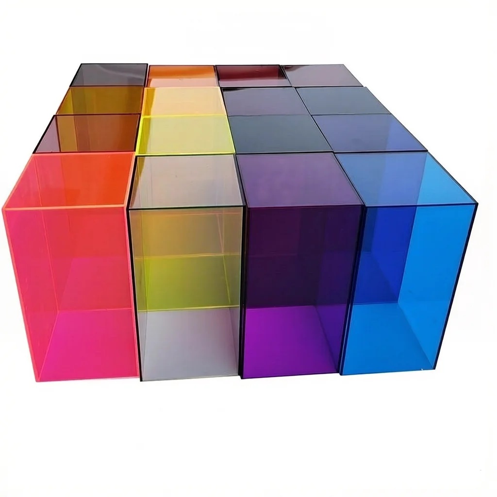 Colorful 8x8cm Acrylic Box Jewelry Display Stand Organizer , Jewelry Cosmetics Perfume Riser Case, Doll Toy Showcase Rack
