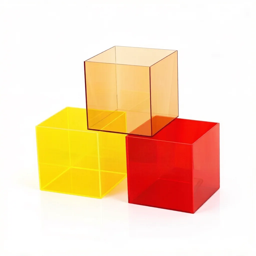 Colorful 8x8cm Acrylic Box Jewelry Display Stand Organizer , Jewelry Cosmetics Perfume Riser Case, Doll Toy Showcase Rack