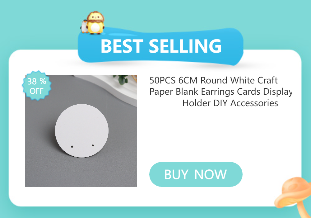 50PCS 6.5x3cm 2 Holes Blank Horizenal Display Cards For Stud Earrings Drop Jewelry Cardboard Small Businesses Packaging Supplies