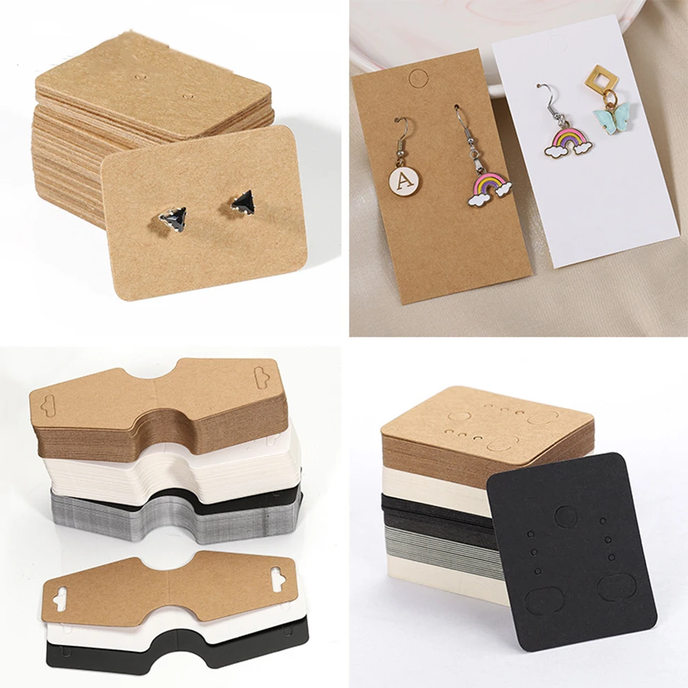 50pcs Black Coffee White Kraft Paper Cards For DIY Jewelry Necklace Earrings Bracelet Display Cards Wholesale