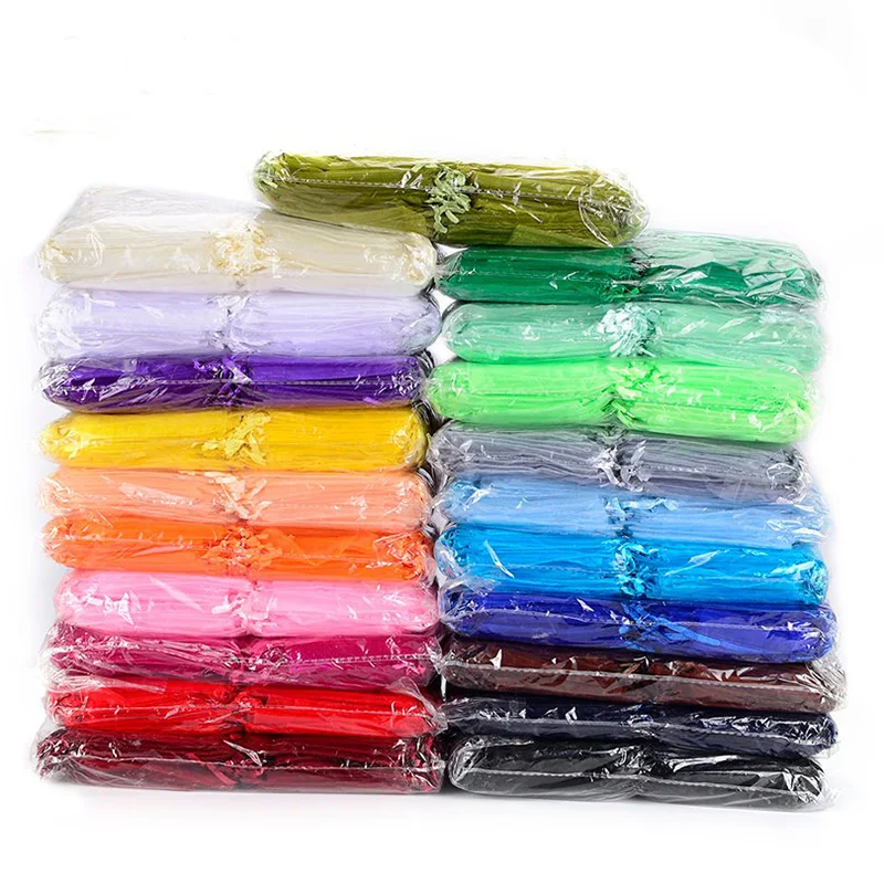 RE Wholesale 11X16 15X20 17X23cm 20x30cm Jewelry Drawable Organza Bags Wedding Decoration Party Packaging Pouches Gift Bags