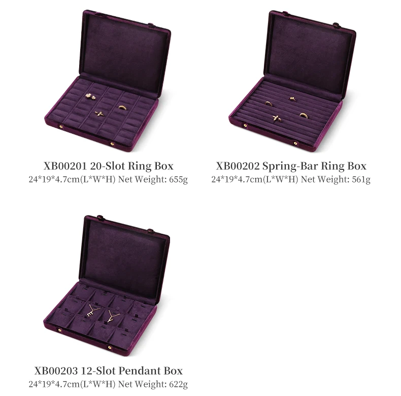 Yinbeini Velvet Jewelry Storage Case Ring Earring Pendant Storage Organizer Large Space Display Box XB002