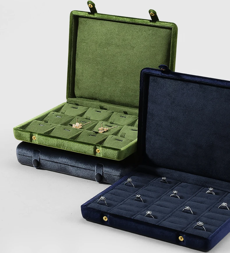 Yinbeini Velvet Jewelry Storage Case Ring Earring Pendant Storage Organizer Large Space Display Box XB002