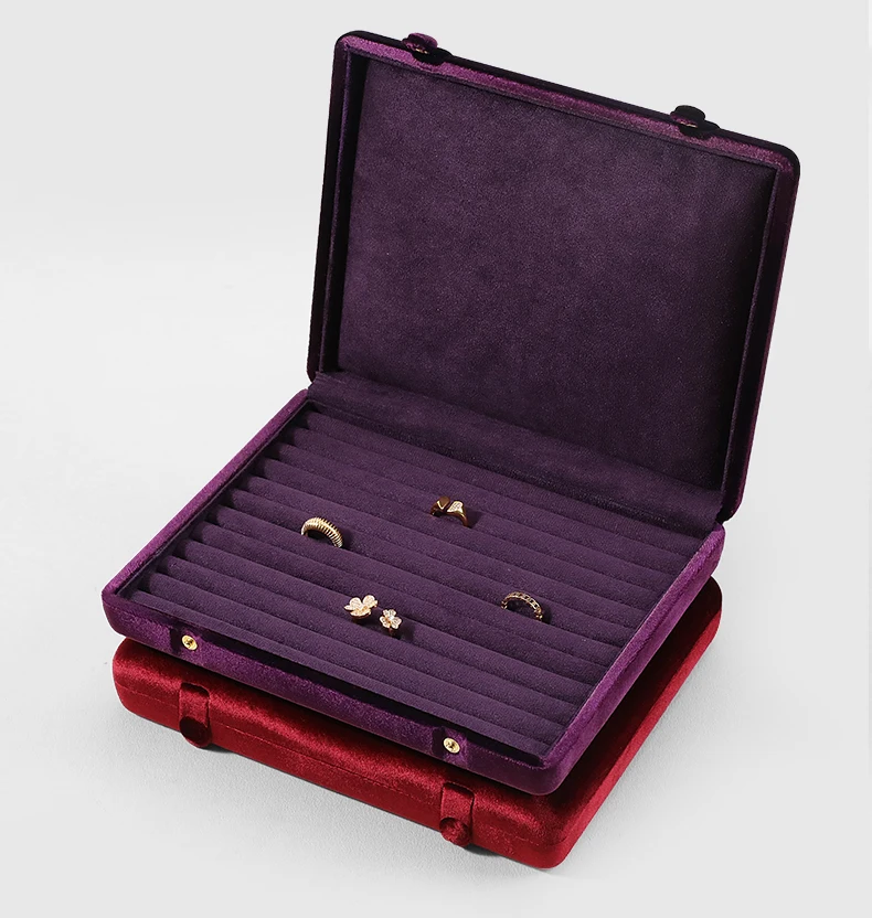 Yinbeini Velvet Jewelry Storage Case Ring Earring Pendant Storage Organizer Large Space Display Box XB002