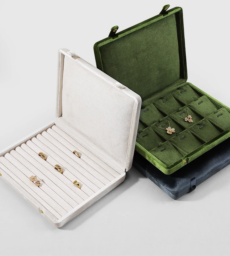 Yinbeini Velvet Jewelry Storage Case Ring Earring Pendant Storage Organizer Large Space Display Box XB002