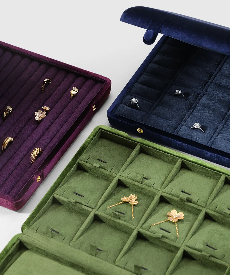 Yinbeini Velvet Jewelry Storage Case Ring Earring Pendant Storage Organizer Large Space Display Box XB002