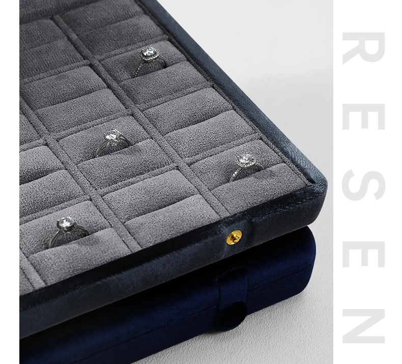 Yinbeini Velvet Jewelry Storage Case Ring Earring Pendant Storage Organizer Large Space Display Box XB002