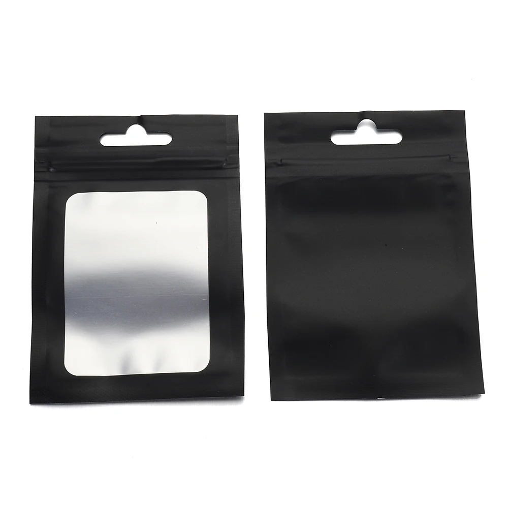 50pcs Colorful Self Seal Zipper Plastic Bags Mylar Bagwith Clear Window for DIY Jewelry Display Reusable Ziplock Hanging Pouches