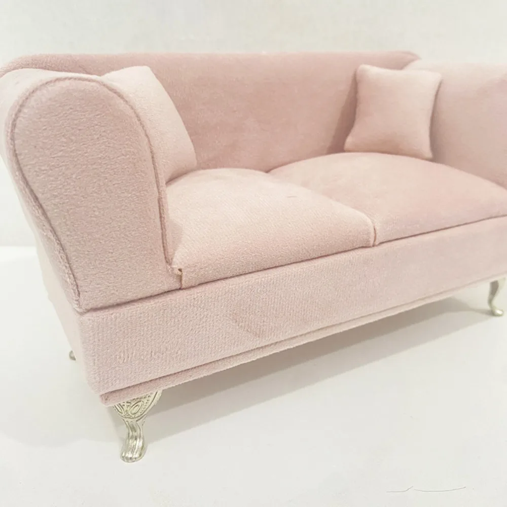 Dutch Velvet Sofa Shaped Jewelry Box Bracelet Pink Mini Couch Earrings Ring Display Stand with Mirror Elegant House Furniture