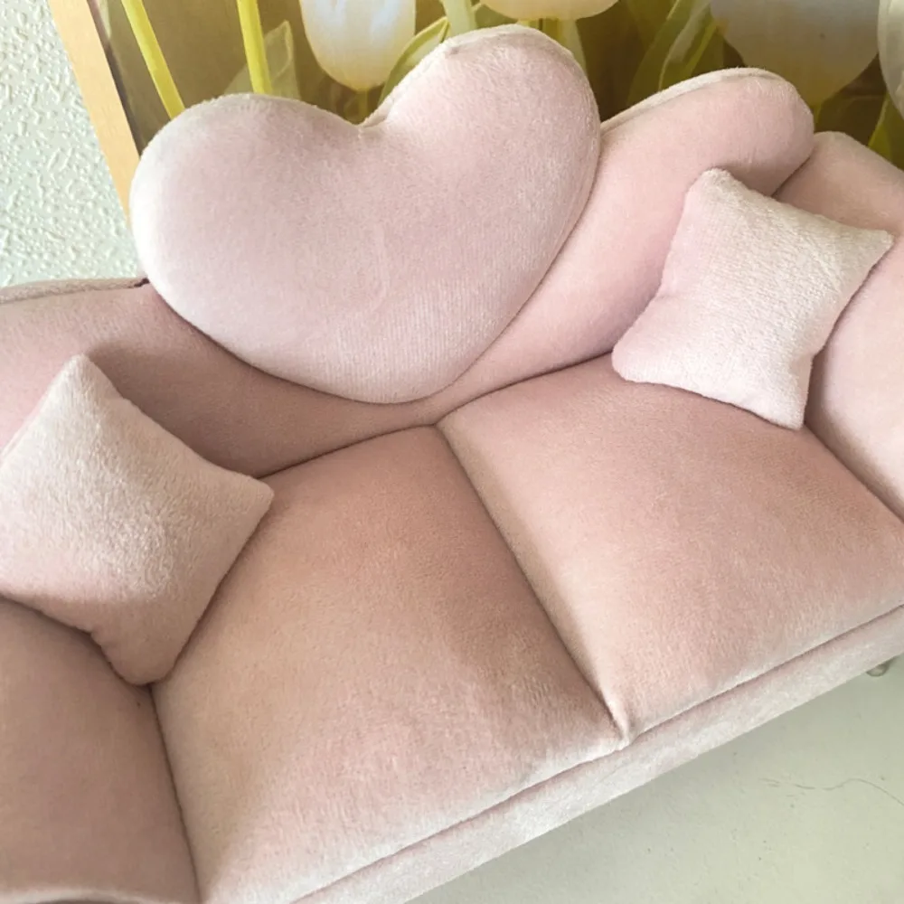 Dutch Velvet Sofa Shaped Jewelry Box Bracelet Pink Mini Couch Earrings Ring Display Stand with Mirror Elegant House Furniture