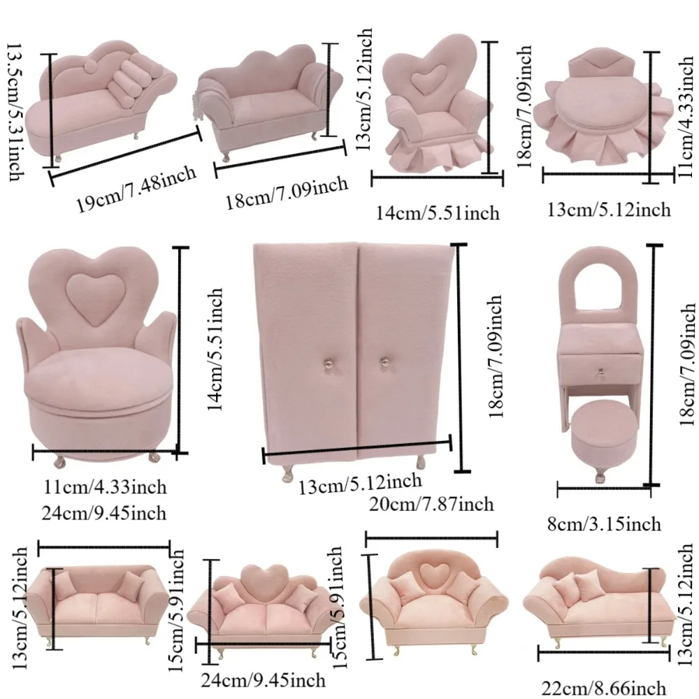 Dutch Velvet Sofa Shaped Jewelry Box Bracelet Pink Mini Couch Earrings Ring Display Stand with Mirror Elegant House Furniture