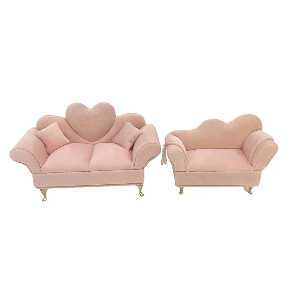Dutch Velvet Sofa Shaped Jewelry Box Bracelet Pink Mini Couch Earrings Ring Display Stand with Mirror Elegant House Furniture