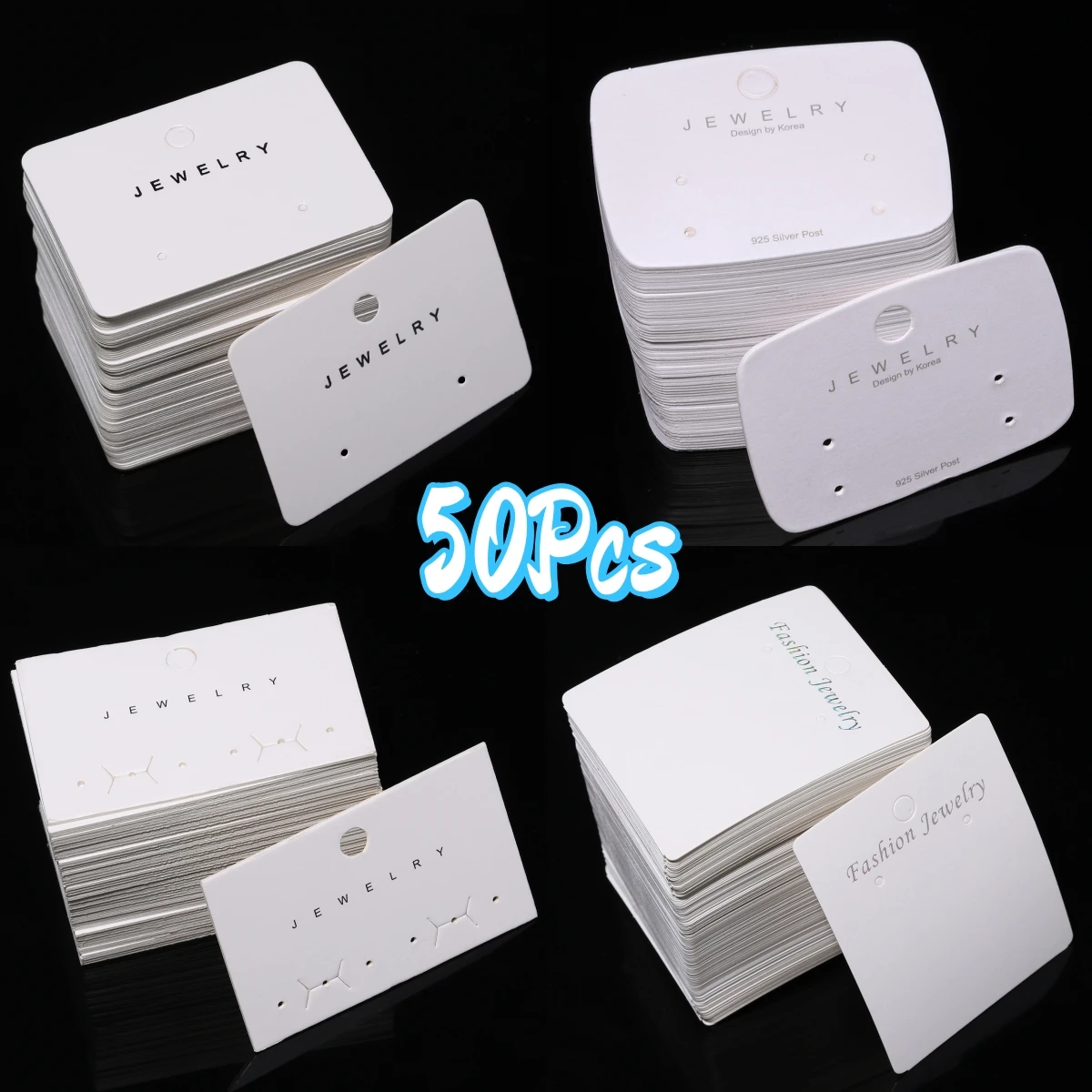 50pcs 4x5.5cm 6x7cm Necklace Earrings Ear Studs Card Blank Jewelry Display Card Kraft Paper Holder Card for Jewelry Accessories