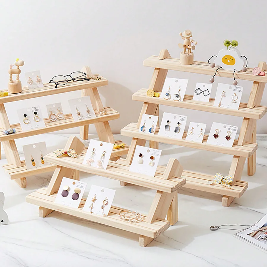 Display Stand Solid Wood Earrings Display Rack Jewelry Rack Figure Doll Stall Cardboard Jewelry Rack