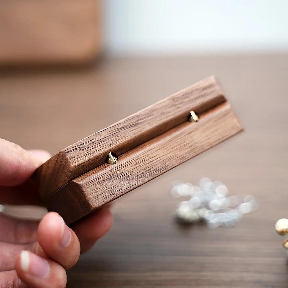 Vintage Hexagon Wooden Ring Box for Men Women Luxury Velvet Lined Jewelry Storage Organizer Engagement Ring Holder Proposal Gift