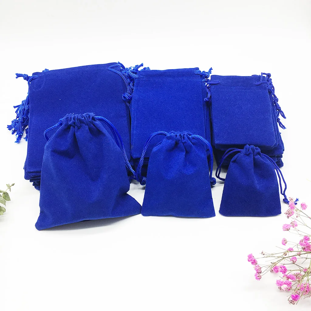 100PCS 5x7 7x9 10x12 Velvet Dust Pouch Jewelry Bag Black Gift Large Earphone Red Blue Pink Colors Cotton Rope Drawstring Pocket