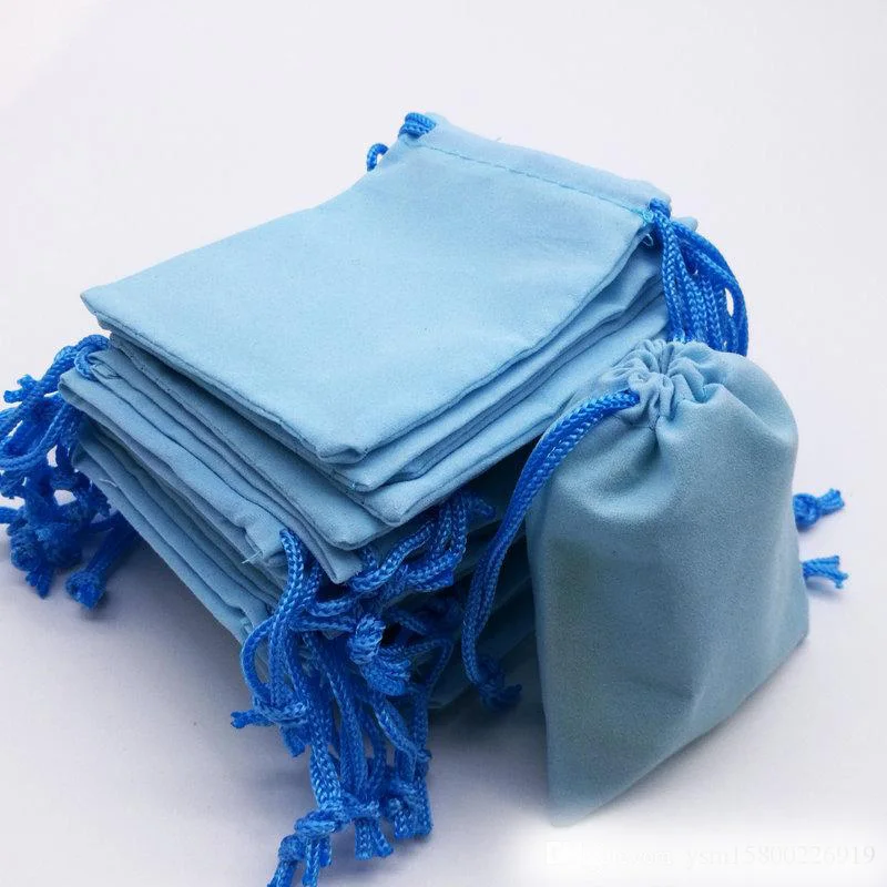 100PCS 5x7 7x9 10x12 Velvet Dust Pouch Jewelry Bag Black Gift Large Earphone Red Blue Pink Colors Cotton Rope Drawstring Pocket