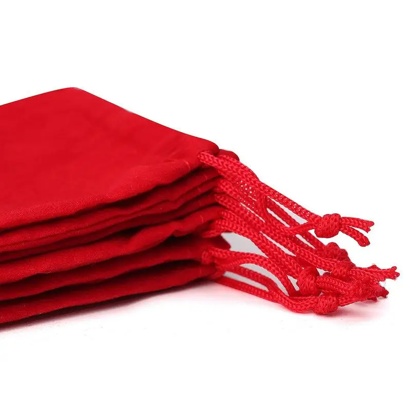 100PCS 5x7 7x9 10x12 Velvet Dust Pouch Jewelry Bag Black Gift Large Earphone Red Blue Pink Colors Cotton Rope Drawstring Pocket