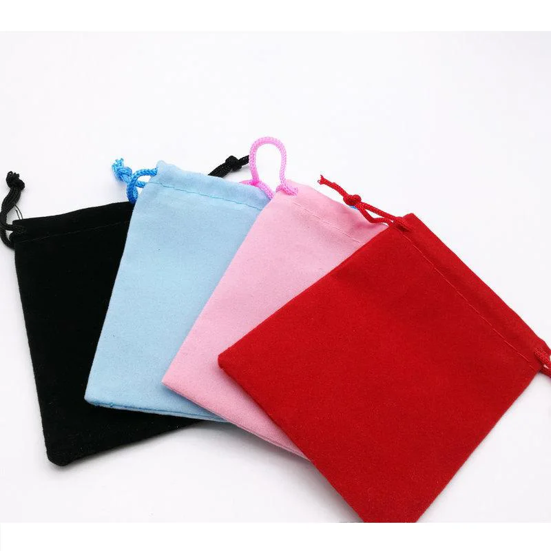 100PCS 5x7 7x9 10x12 Velvet Dust Pouch Jewelry Bag Black Gift Large Earphone Red Blue Pink Colors Cotton Rope Drawstring Pocket