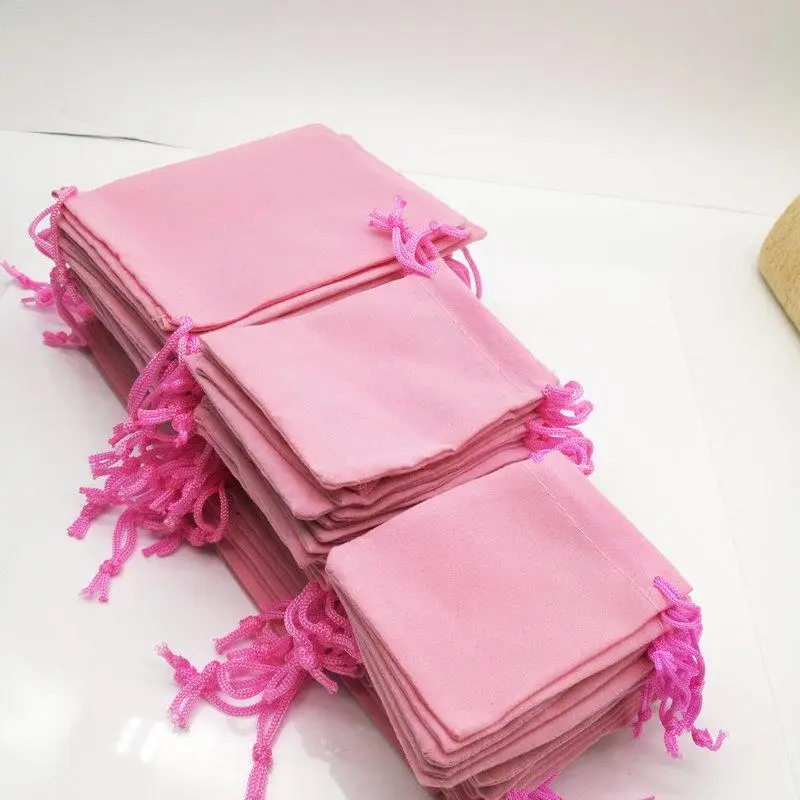 100PCS 5x7 7x9 10x12 Velvet Dust Pouch Jewelry Bag Black Gift Large Earphone Red Blue Pink Colors Cotton Rope Drawstring Pocket