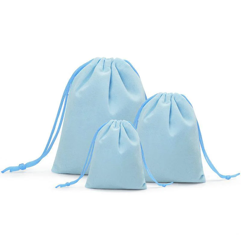 100PCS 5x7 7x9 10x12 Velvet Dust Pouch Jewelry Bag Black Gift Large Earphone Red Blue Pink Colors Cotton Rope Drawstring Pocket