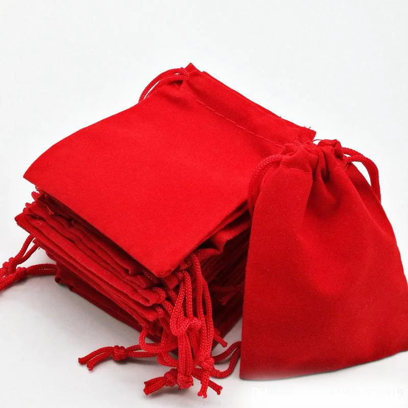 100PCS 5x7 7x9 10x12 Velvet Dust Pouch Jewelry Bag Black Gift Large Earphone Red Blue Pink Colors Cotton Rope Drawstring Pocket