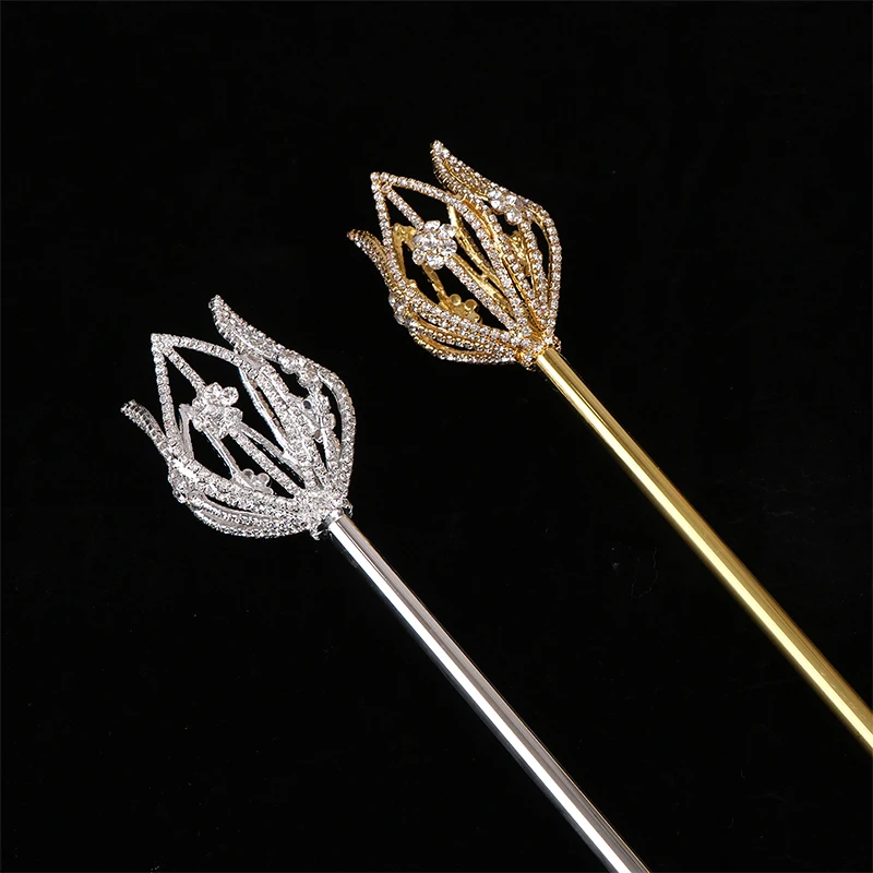 High Quality Fairy Princess Queen Flower Tulip Scepter Faux Rhinestone Decor Wand Award Ceremony Accessories