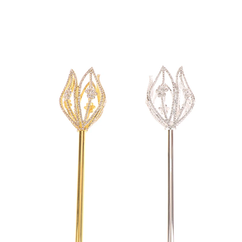 High Quality Fairy Princess Queen Flower Tulip Scepter Faux Rhinestone Decor Wand Award Ceremony Accessories