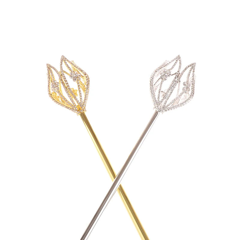 High Quality Fairy Princess Queen Flower Tulip Scepter Faux Rhinestone Decor Wand Award Ceremony Accessories