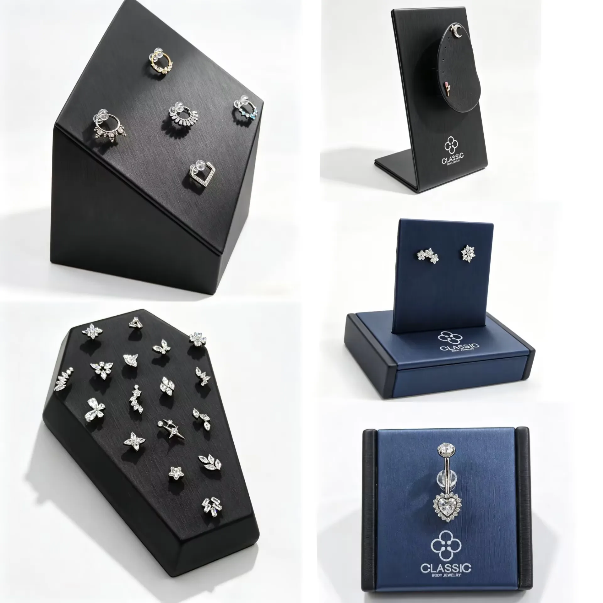 Faux leather Display Stand for 16G 14G Body Piercing Jewelry Display Holder Belly Nipple Body jewelry Organize