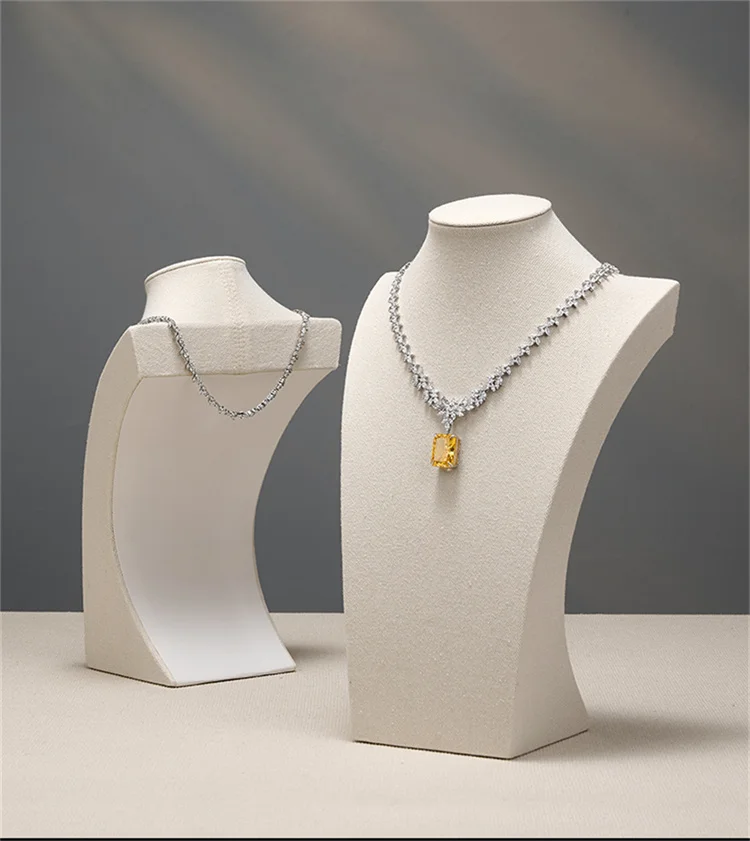 Oirlv Mannequin Linen Necklace Pendant Chain Jewelry Bust Neck Display Stand Jewelry Holder Necklace Pendant Window Display Prop