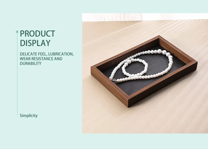 Shopping Mall Counter Jewelry Tray Display Walnut Box Flannel Jewelry Storage Large Capacity Ring Necklace Display Tray
