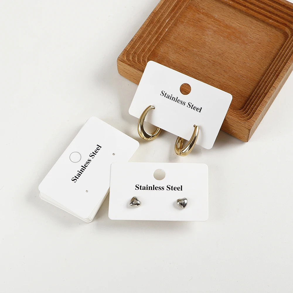 50/100pcs 6.4x4cm Paper Display Cards Stainless Steel Earring Package Jewelry Box Bag Holder Stand Storage Package Wholesale