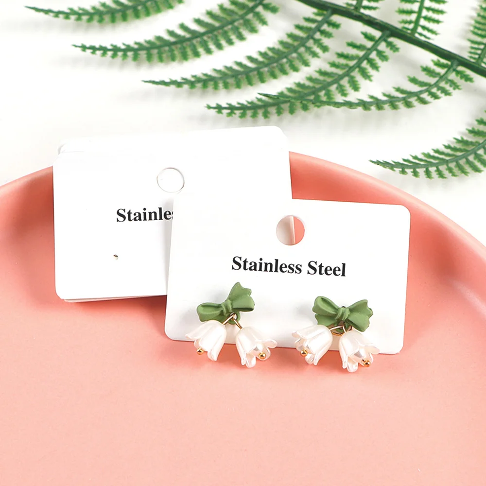 50/100pcs 6.4x4cm Paper Display Cards Stainless Steel Earring Package Jewelry Box Bag Holder Stand Storage Package Wholesale