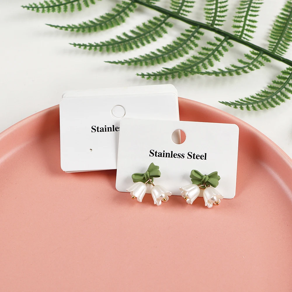 50/100pcs 6.4x4cm Paper Display Cards Stainless Steel Earring Package Jewelry Box Bag Holder Stand Storage Package Wholesale