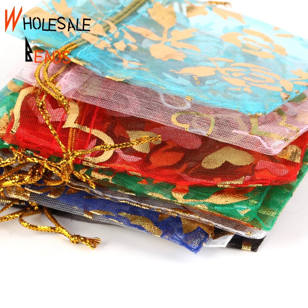 50pcs/Lot 35 Colors 7x9cm 9x12cm Drawstring Organza Bags Jewelry Packaging Bags Candy Wedding Party Bags Wholesale Gifts Pouches