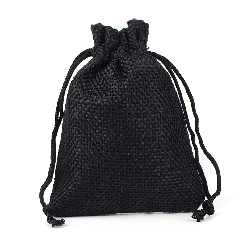 50pcs/lot Drawstring Gift Pouches Linen Bags For Jewelry Wedding Party Christmas Packaging Custom Logo 7*9 8*10 10*14 13*18cm